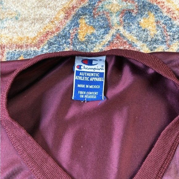 Vintage 90s Champion Burgundy Blank Football Jersey Large - Picture 3 of 5